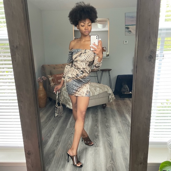 Animal Print Offshoulder Mini Dress - Picture 7 of 10